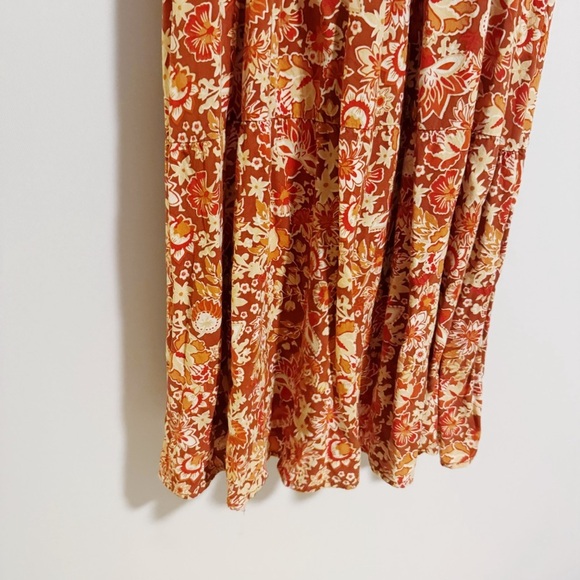 Casa Cabana - Dark Orange Long Sleeve Floral Print Maxi Dress - Picture 4 of 5